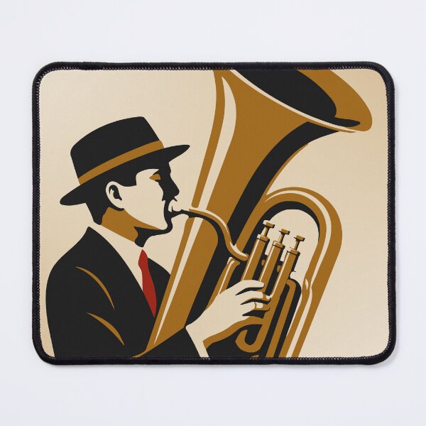 Item preview, The Tuba Player | Vintage Jazz Music Art | Brass Musician Decor | Retro Art Deco Tuba Print designed and sold by Studio pod Burom.