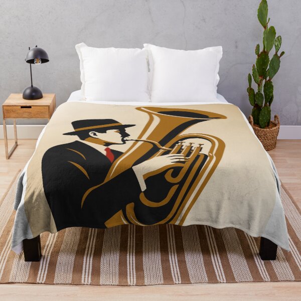 Item preview, The Tuba Player | Vintage Jazz Music Art | Brass Musician Decor | Retro Art Deco Tuba Print designed and sold by Studio pod Burom.