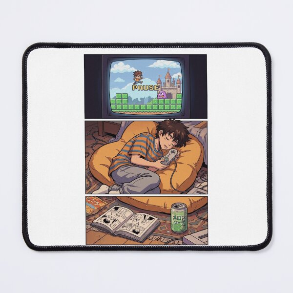 Item preview, 90s Retro Gaming Asleep On Beanbag Lo-Fi Anime Manga Comic Aesthetic designed and sold by mood-draftsman.