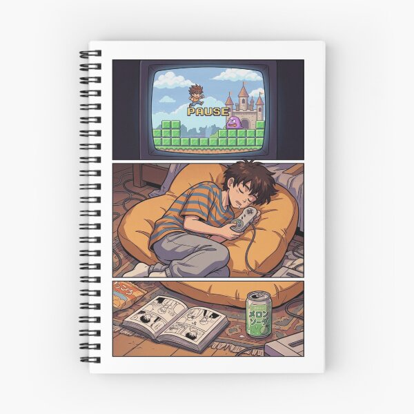 Item preview, 90s Retro Gaming Asleep On Beanbag Lo-Fi Anime Manga Comic Aesthetic designed and sold by mood-draftsman.