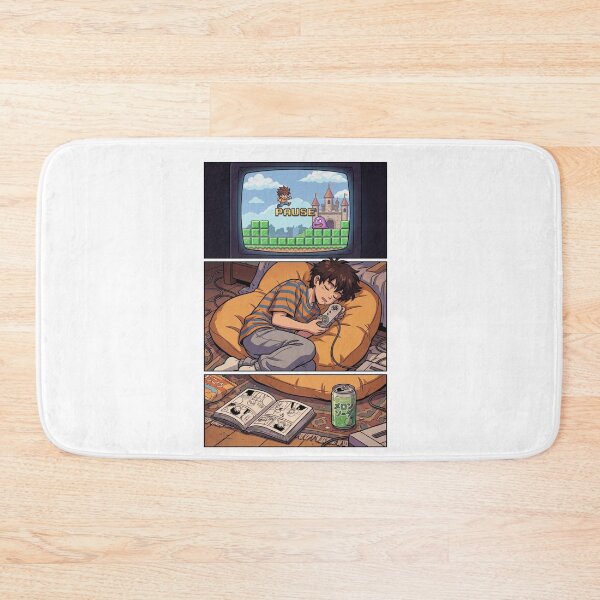 Item preview, 90s Retro Gaming Asleep On Beanbag Lo-Fi Anime Manga Comic Aesthetic designed and sold by mood-draftsman.
