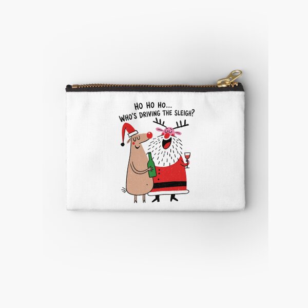 Item preview, HO HO HO... Who’s Driving the Sleigh? Funny Drunk Christmas Santa & Reindeer designed and sold by Ramona-Gliga.