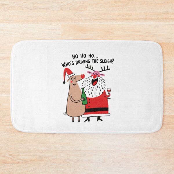 Item preview, HO HO HO... Who’s Driving the Sleigh? Funny Drunk Christmas Santa & Reindeer designed and sold by Ramona-Gliga.