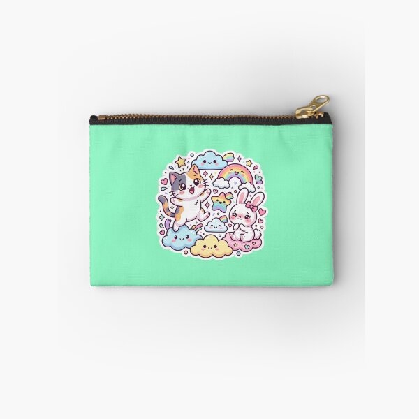 Item preview, Cute Kawaii Cat, Shy Bunny & Rainbow Friends Sticker Design designed and sold by Tinydoodlenest .