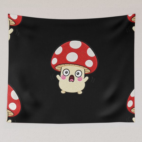 Item preview, Scared Mushroom Kawaii Embroidery Patch Illustration designed and sold by ColorSplash123.