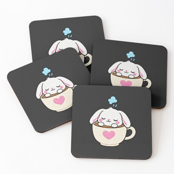 Item preview, Sleepy Bunny Coffee Mug Kawaii Embroidery Patch designed and sold by ColorSplash123.