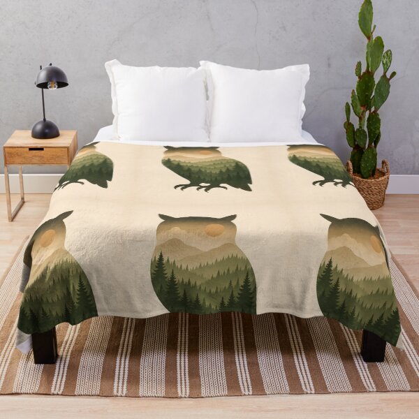 Item preview, Owl Silhouette with Mountain Forest, Vintage Woodland Nature Art designed and sold by NarjaShop.