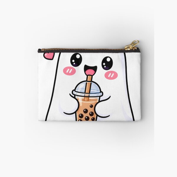 Item preview, Cute Ghost with Bubble Tea – Kawaii Boba Tea Ghost Pink Heart Sticker designed and sold by ghatwalsachin.
