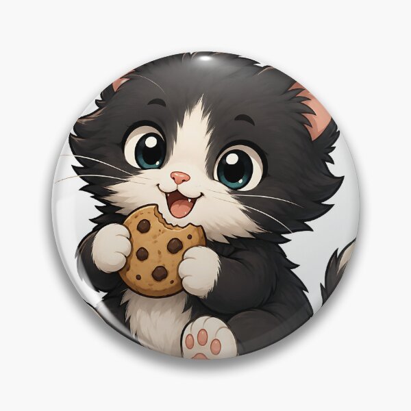 Item preview, Cute Tuxedo Cat Eating Chocolate Chip Cookie  designed and sold by Jaideep Walia.