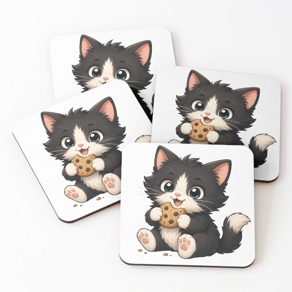 Item preview, Cute Tuxedo Cat Eating Chocolate Chip Cookie  designed and sold by Jaideep Walia.