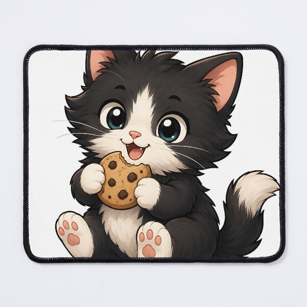 Item preview, Cute Tuxedo Cat Eating Chocolate Chip Cookie designed and sold by Jaideep Walia.