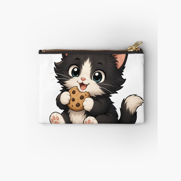 Item preview, Cute Tuxedo Cat Eating Chocolate Chip Cookie  designed and sold by Jaideep Walia.