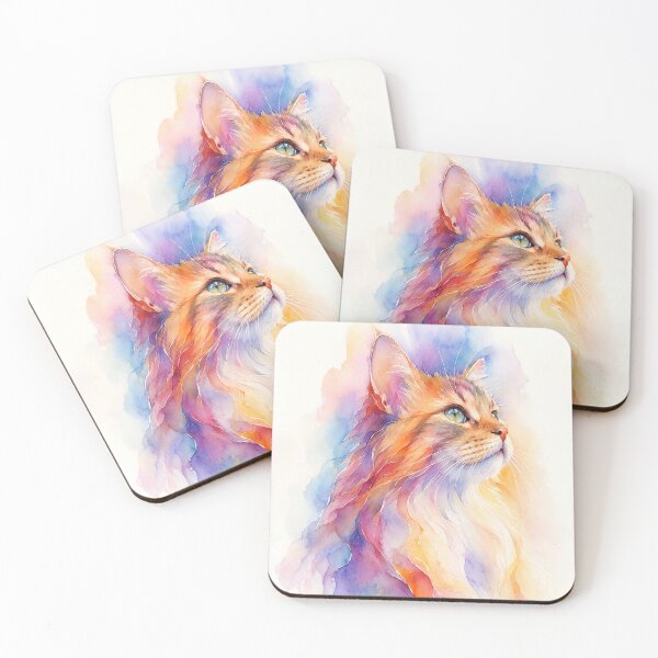 Item preview, Colorful Watercolor Cat designed and sold by aurelixagency.