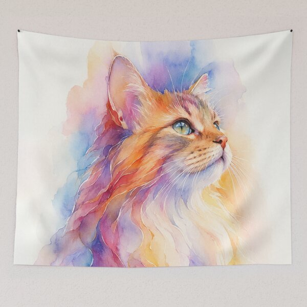 Item preview, Colorful Watercolor Cat designed and sold by aurelixagency.