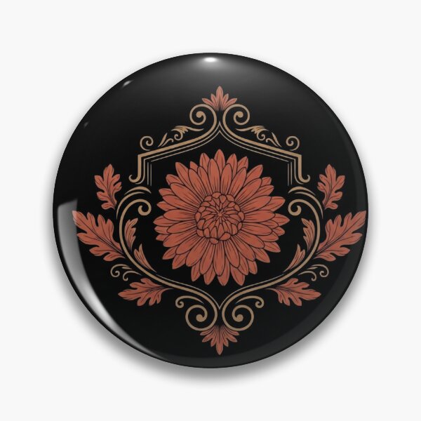 Item preview, Victorian Terracotta Chrysanthemum in Ornate Frame - Vintage Dark Botanical Art designed and sold by Dzblack.