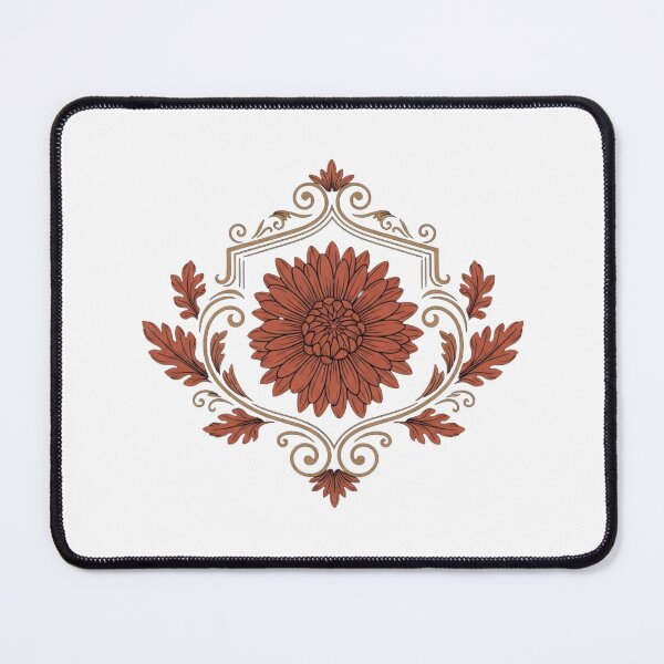 Item preview, Victorian Terracotta Chrysanthemum in Ornate Frame - Vintage Dark Botanical Art designed and sold by Dzblack.