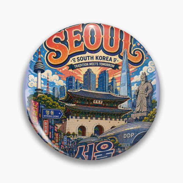 Item preview, Seoul South Korea Tradition Meets Tomorrow Vintage Travel Poster designed and sold by Skyrocketz.