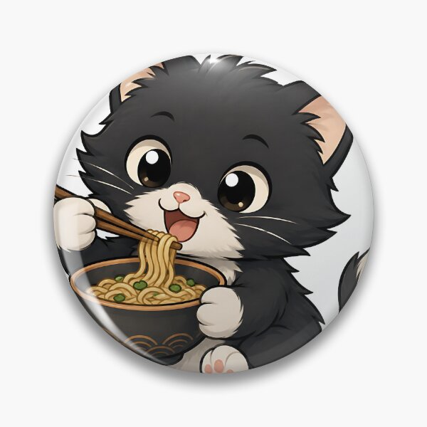 Item preview, Cute Tuxedo Cat Eating Ramen Noodle Bowl  designed and sold by Jaideep Walia.