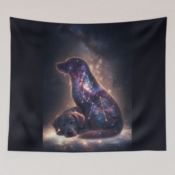 Item preview, Cosmic Pet Constellations: The Loyal Star & Nebula Dream over the Milky Way | Fantasy Pet Art Print designed and sold by SOOstudio73.