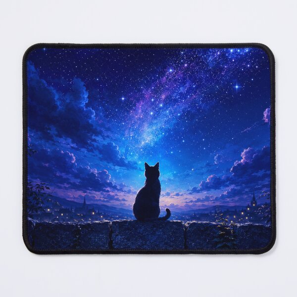 Item preview, Black Cat Starry Night | Celestial Galaxy Cat Cosmic Night Sky designed and sold by AbstractAuraArt.