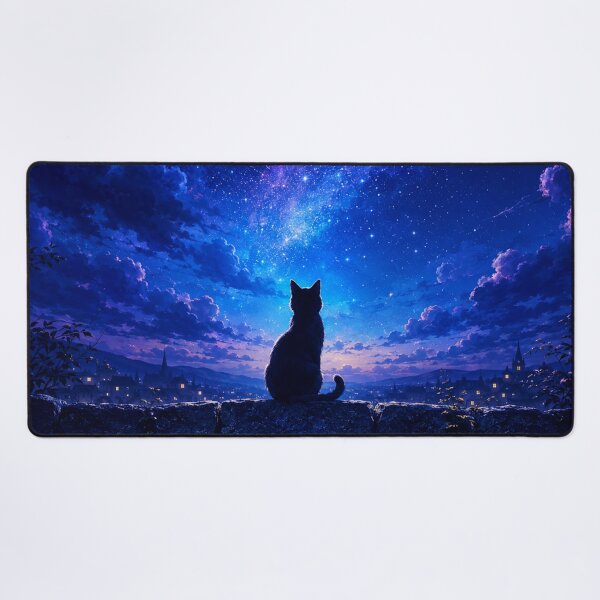 Item preview, Black Cat Starry Night | Celestial Galaxy Cat Cosmic Night Sky designed and sold by AbstractAuraArt.