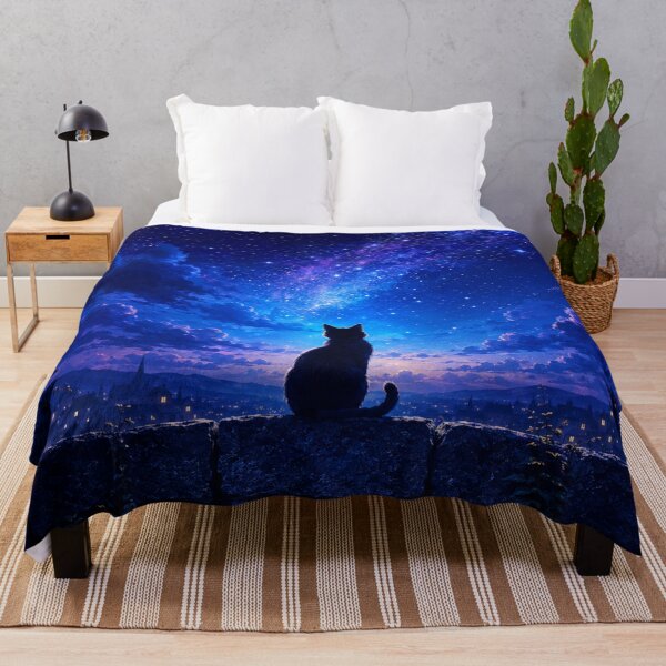 Item preview, Black Cat Starry Night | Celestial Galaxy Cat Cosmic Night Sky designed and sold by AbstractAuraArt.