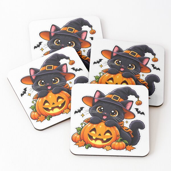 Item preview, Cute Black Cat Halloween Sticker | Witch Cat & Pumpkin Spooky Vibes designed and sold by Genzfirevibes.
