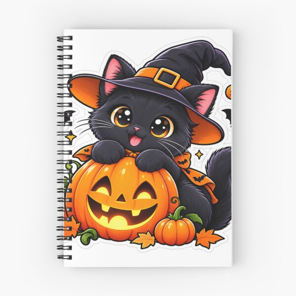 Item preview, Cute Black Cat Halloween Sticker | Witch Cat & Pumpkin Spooky Vibes designed and sold by Genzfirevibes.