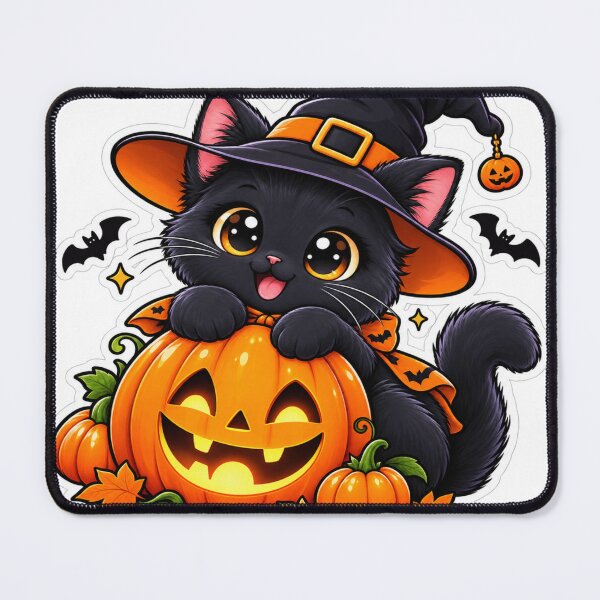 Item preview, Cute Black Cat Halloween Sticker | Witch Cat & Pumpkin Spooky Vibes designed and sold by Genzfirevibes.