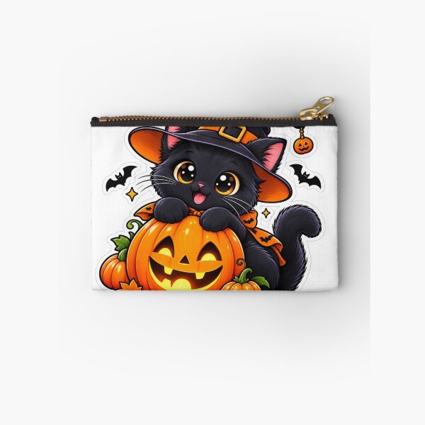 Item preview, Cute Black Cat Halloween Sticker | Witch Cat & Pumpkin Spooky Vibes designed and sold by Genzfirevibes.