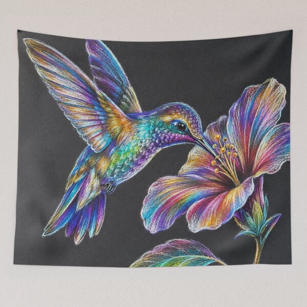 Item preview, Rainbow Hummingbird and Hibiscus designed and sold by aurelixagency.