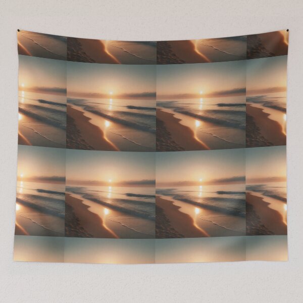 Item preview, Golden Beach Sunset, Peaceful Ocean Landscape, Coastal Wall Art designed and sold by NarjaShop.