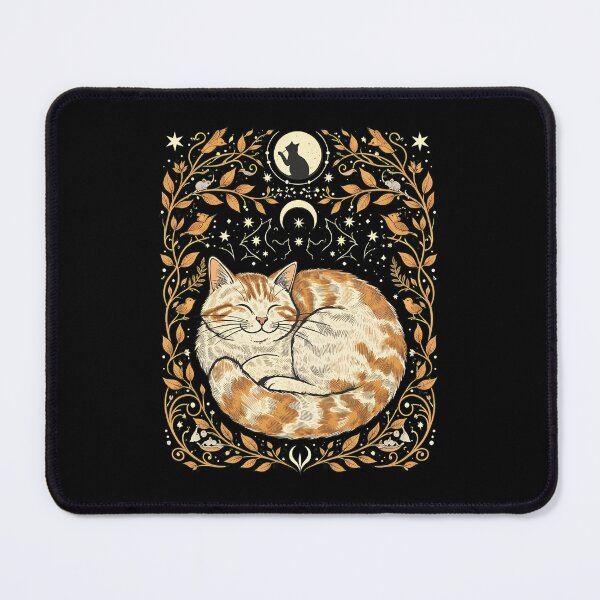 Item preview, Whimsical Sleeping Cat Botanical Art designed and sold by OlyvieArt.