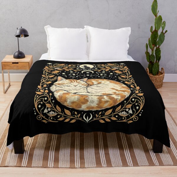 Item preview, Whimsical Sleeping Cat Botanical Art designed and sold by OlyvieArt.