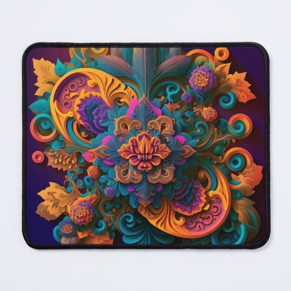 Item preview, Gilded Scrollwork Flowers on Deep Purple designed and sold by RAGANADesign.