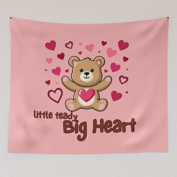 Item preview, Little Teddy Big Heart - Cute Bear & Pink Hearts Graphic designed and sold by SeJaa.