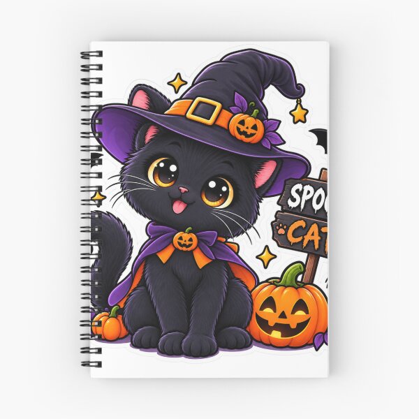 Item preview, Cute Spooky Cat Halloween Sticker | Black Cat Witch & Pumpkin designed and sold by Genzfirevibes.