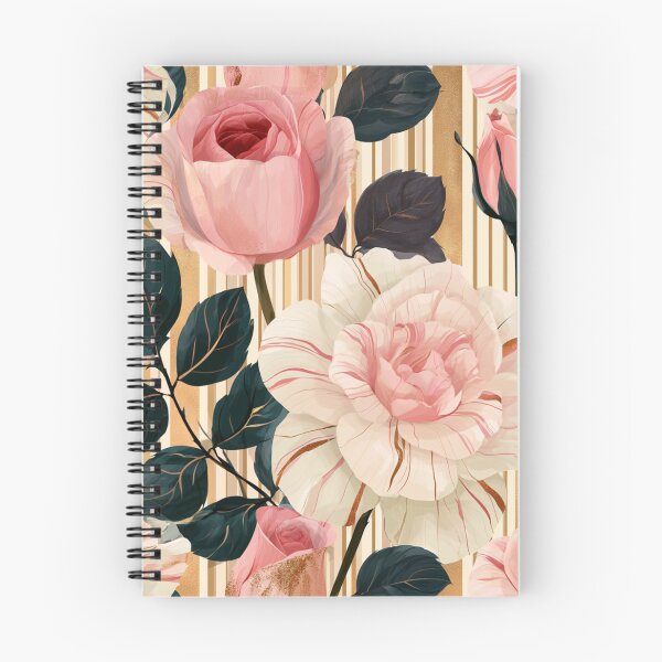 Item preview, Blush Pink Roses with Midnight Leaves and Gold Stripes designed and sold by haleymaree.