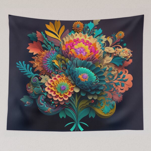 Item preview, Pink Bloom on Tall Teal Stems designed and sold by RAGANADesign.