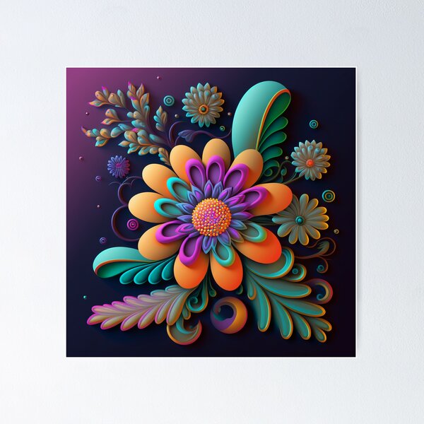 Item preview, Art Nouveau Flower in Purple and Gold designed and sold by RAGANADesign.
