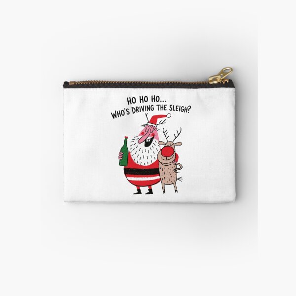 Item preview, HO HO HO... Who’s Driving the Sleigh? Funny Drunk Christmas Santa & Reindeer designed and sold by Ramona-Gliga.