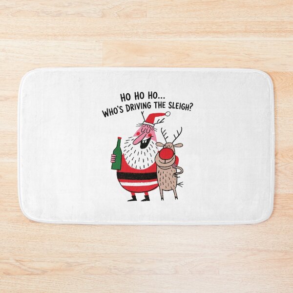 Item preview, HO HO HO... Who’s Driving the Sleigh? Funny Drunk Christmas Santa & Reindeer designed and sold by Ramona-Gliga.