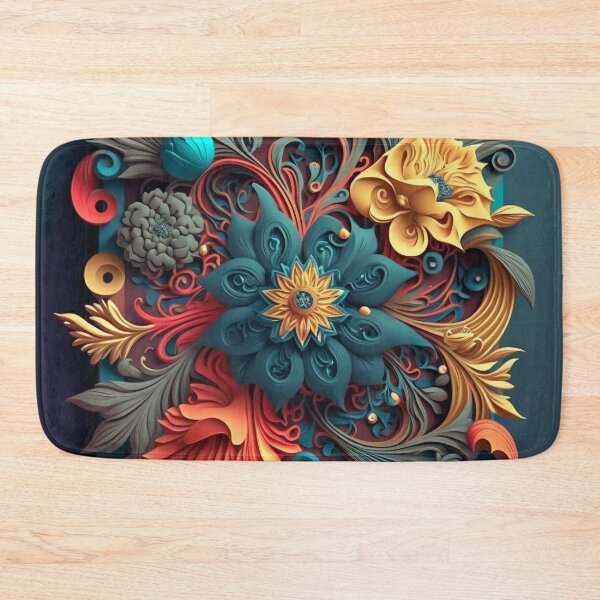 Item preview, Ornate Square Panel in Teal and Gold designed and sold by RAGANADesign.