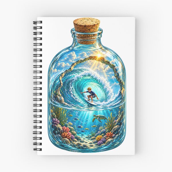 Item preview, Surfer in a Bottle – Whimsical Surf Illustration designed and sold by FunscapeHQ.
