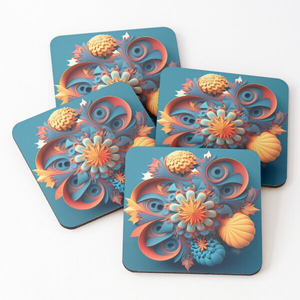 Item preview, Coral Blooms on Steel Blue designed and sold by RAGANADesign.