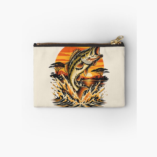 Item preview, Bass Jumping at Sunset - Vintage Fishing Wildlife Art designed and sold by JonelCrafts.