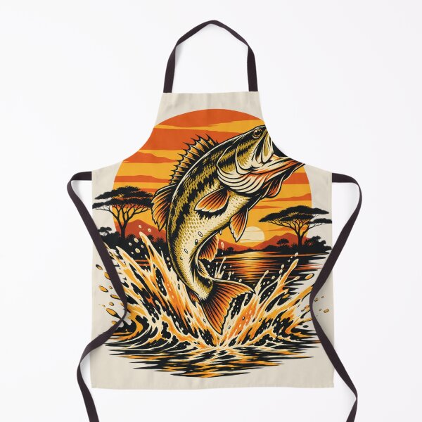 Item preview, Bass Jumping at Sunset - Vintage Fishing Wildlife Art designed and sold by JonelCrafts.