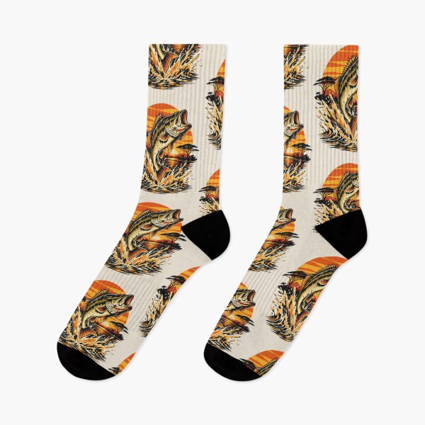 Item preview, Bass Jumping at Sunset - Vintage Fishing Wildlife Art designed and sold by JonelCrafts.