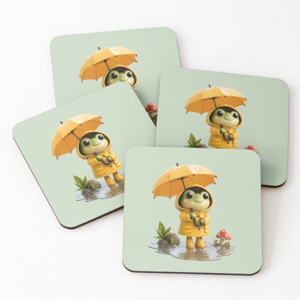 Item preview, Cute Rainy Day Frog in Yellow Raincoat | Cozy Kawaii Cottagecore Frog designed and sold by Moons Studio.