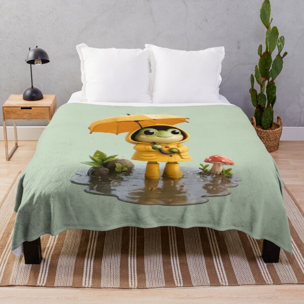 Item preview, Cute Rainy Day Frog in Yellow Raincoat | Cozy Kawaii Cottagecore Frog designed and sold by Moons Studio.